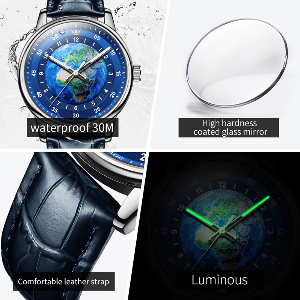 OLEVS Đồng Hồ Nam Chính Hãng Dây Da Có Chức Năng Chống Nước Phát Sáng 5583