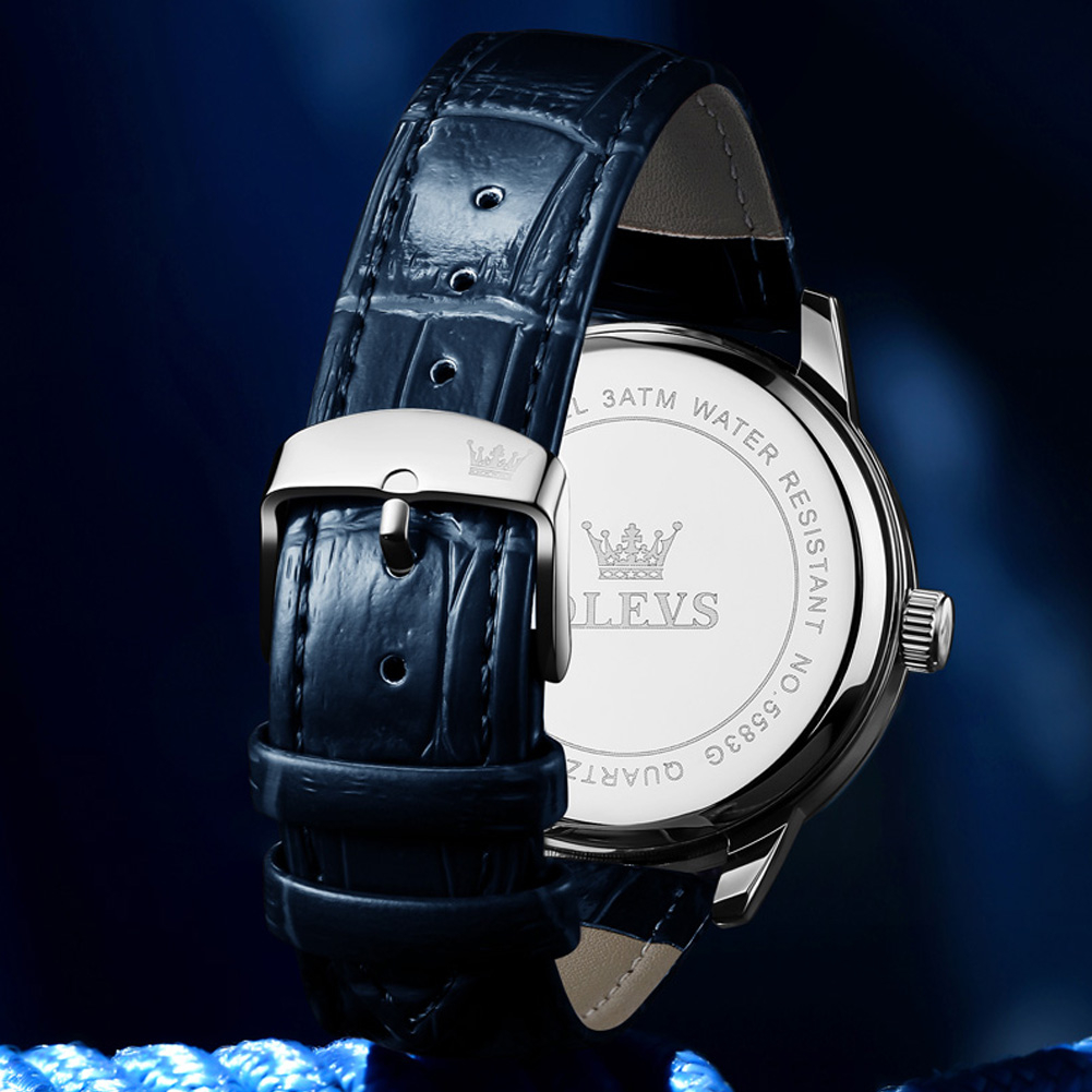 OLEVS Đồng Hồ Nam Chính Hãng Dây Da Có Chức Năng Chống Nước Phát Sáng 5583