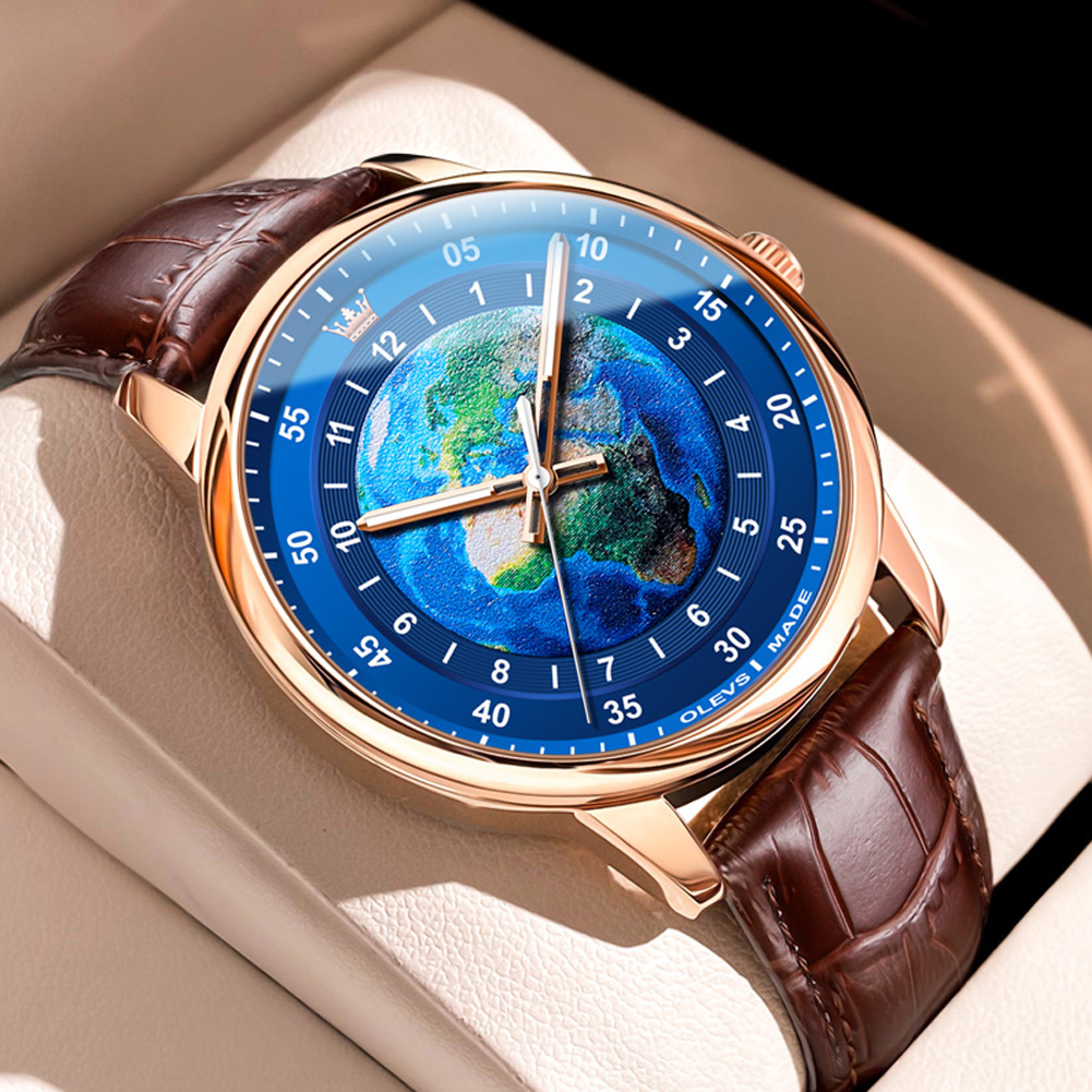 OLEVS Đồng Hồ Nam Chính Hãng Dây Da Có Chức Năng Chống Nước Phát Sáng 5583