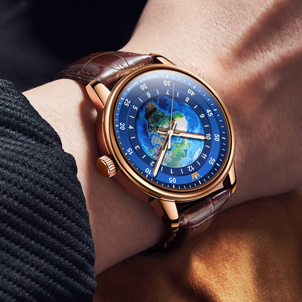 OLEVS Đồng Hồ Nam Chính Hãng Dây Da Có Chức Năng Chống Nước Phát Sáng 5583