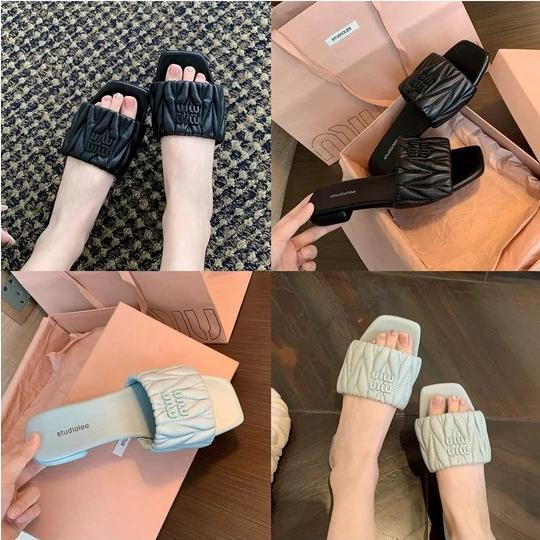 Dép Sandal Đế Bằng Mũi Vuông Chống Trượt Thời Trang Dành Cho Nữ