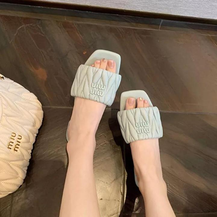 Dép Sandal Đế Bằng Mũi Vuông Chống Trượt Thời Trang Dành Cho Nữ