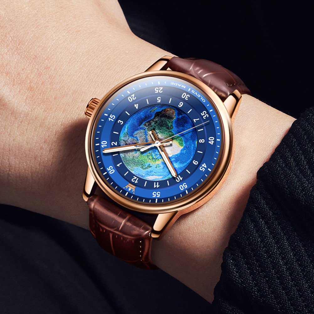 OLEVS Đồng Hồ Nam Chính Hãng Dây Da Có Chức Năng Chống Nước Phát Sáng 5583