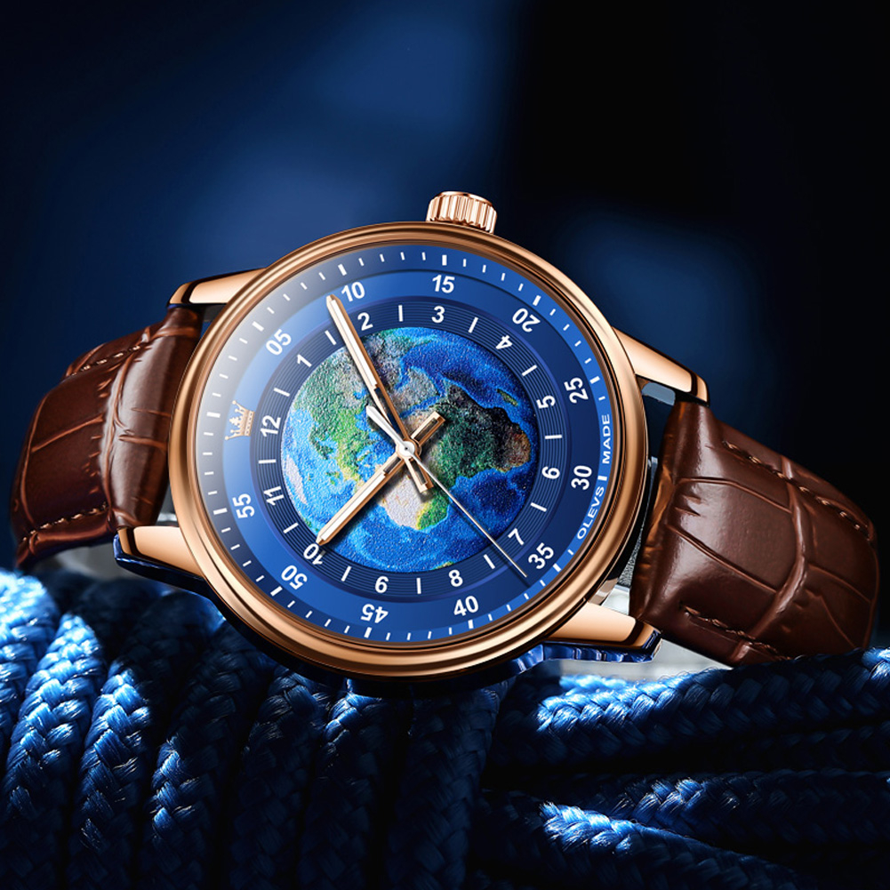 OLEVS Đồng Hồ Nam Chính Hãng Dây Da Có Chức Năng Chống Nước Phát Sáng 5583