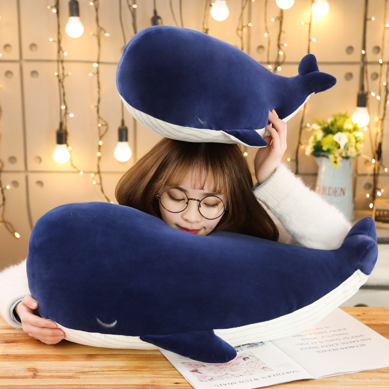 Thú nhồi bông hình cá voi xanh hoạt hình Gấu bông cá mập trắng lớn biển sâu, Gấu bông cá voi xanh lớn WHYME