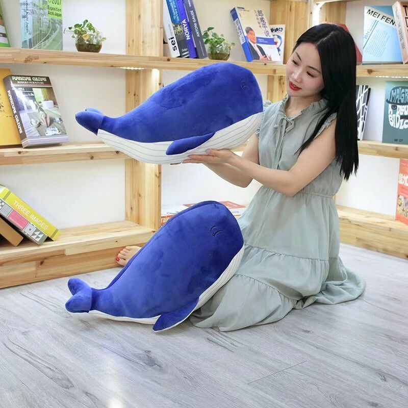 Thú nhồi bông hình cá voi xanh hoạt hình Gấu bông cá mập trắng lớn biển sâu, Gấu bông cá voi xanh lớn WHYME