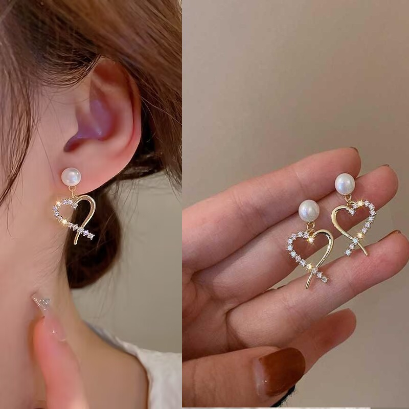 Bông Tai Hình Giọt Nước Đính Đá Zircon Sang Trọng Thời Trang Cho Nữ