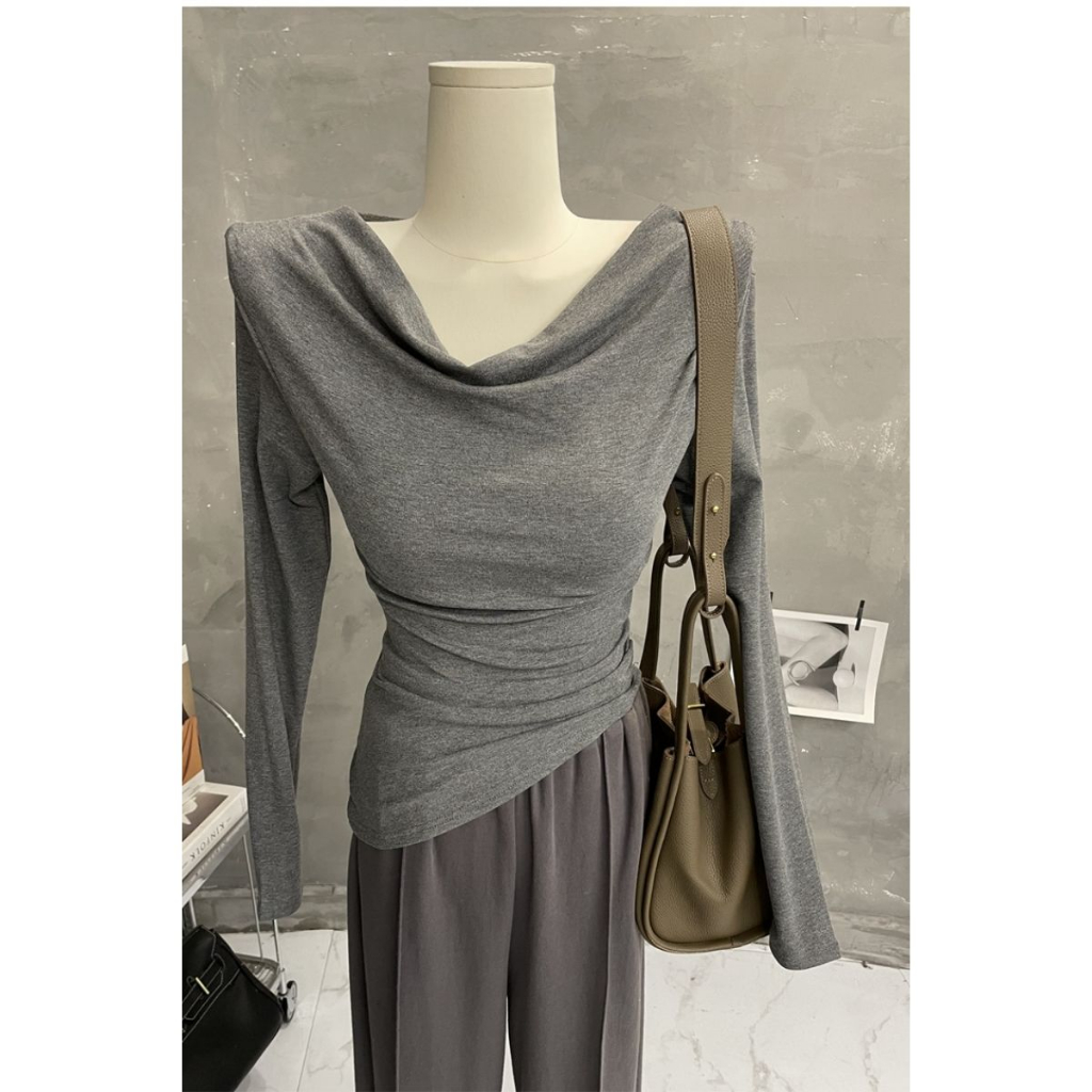 Áo Thun cotton Tay Dài Trễ Vai Thời Trang Cho Nữ