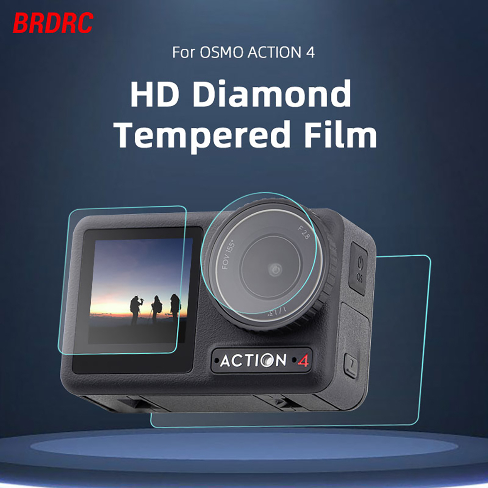 2 Bộ Kính Cường Lực Cho DJI Action 4 Bảo Vệ Ống Kính Chống Trầy Xước Cho DJI Osmo Action 4 Camera Bả