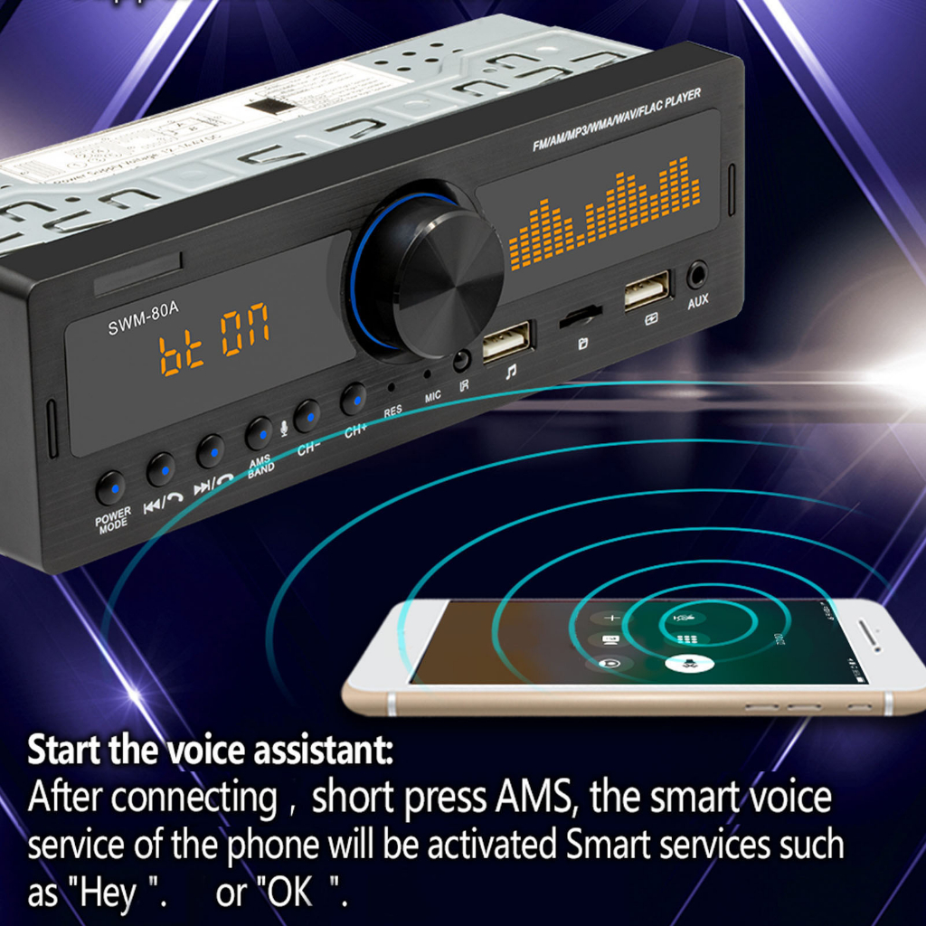 Nóng bỏng Dàn Âm Thanh Xe Hơi Máy Nghe Nhạc MP3 12V Bluetooth 5.0 Đầu Vào AUX Đài FM AM Tắt Nguồn Chức Năng Bộ Nhớ Có Đèn Nhiều Màu Sắc