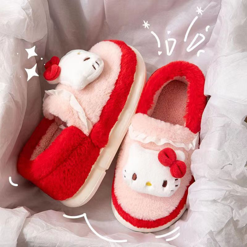 Dép Bông Đi Trong Nhà cute Đế Dày Ấm Áp Họa Tiết Hoạt Hình Dễ Thương Cho Nữ