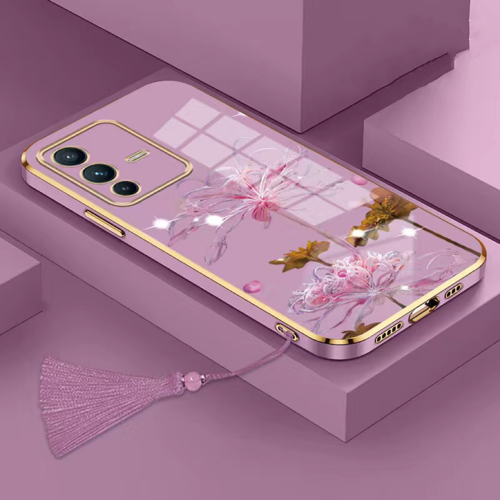 Ốp lưng Oppo Reno 5 Reno 5K Reno Reno 2 Reno 2F 2Z Reno 3 Reno 3 Pro Reno 4 4G Thẳng cạnh mạ điện bỉ ngạn hoa điện thoại trường hợp