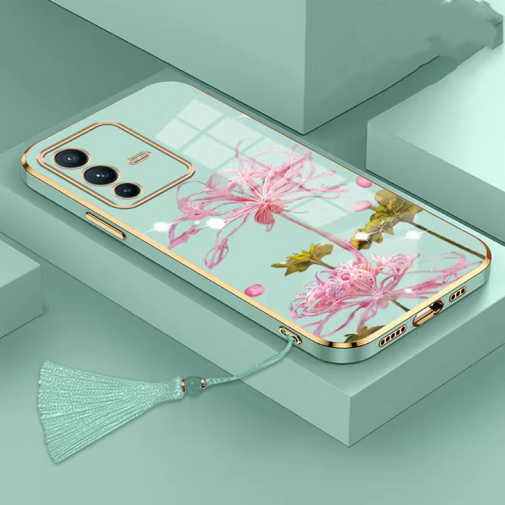 Ốp lưng Oppo Reno 5 Reno 5K Reno Reno 2 Reno 2F 2Z Reno 3 Reno 3 Pro Reno 4 4G Thẳng cạnh mạ điện bỉ ngạn hoa điện thoại trường hợp