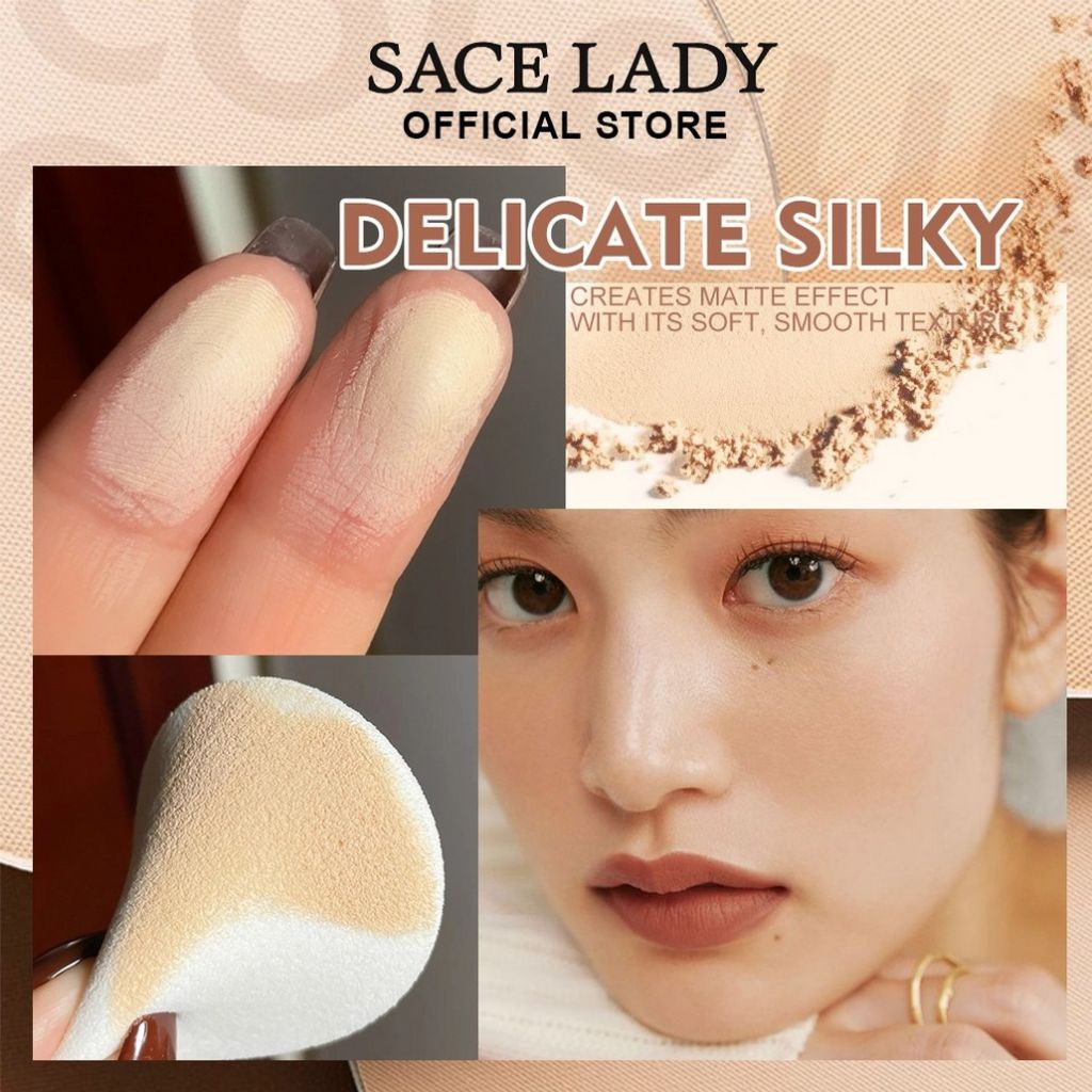 SACE LADY Phấn phủ Lasting Waterproof Oil Control Pressed Powder Cushion Phấn Phủ Mặt Mờ Kiểm Soát Dầu Phấn Phủ Sace Lady Kiềm Dầu Trang Điểm Không Tì Vết Lâu Trôi Kèm Gương