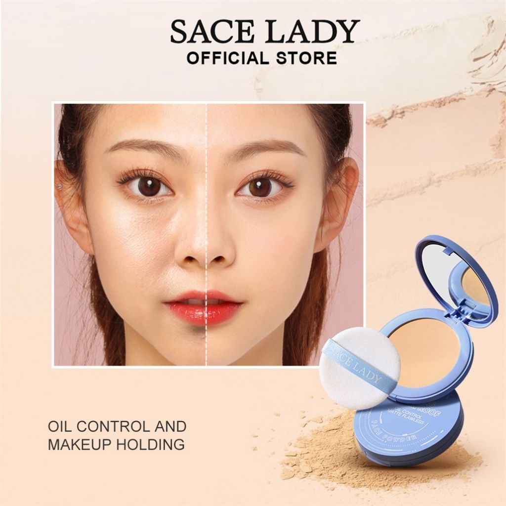SACE LADY Phấn phủ Lasting Waterproof Oil Control Pressed Powder Cushion Phấn Phủ Mặt Mờ Kiểm Soát Dầu Phấn Phủ Sace Lady Kiềm Dầu Trang Điểm Không Tì Vết Lâu Trôi Kèm Gương