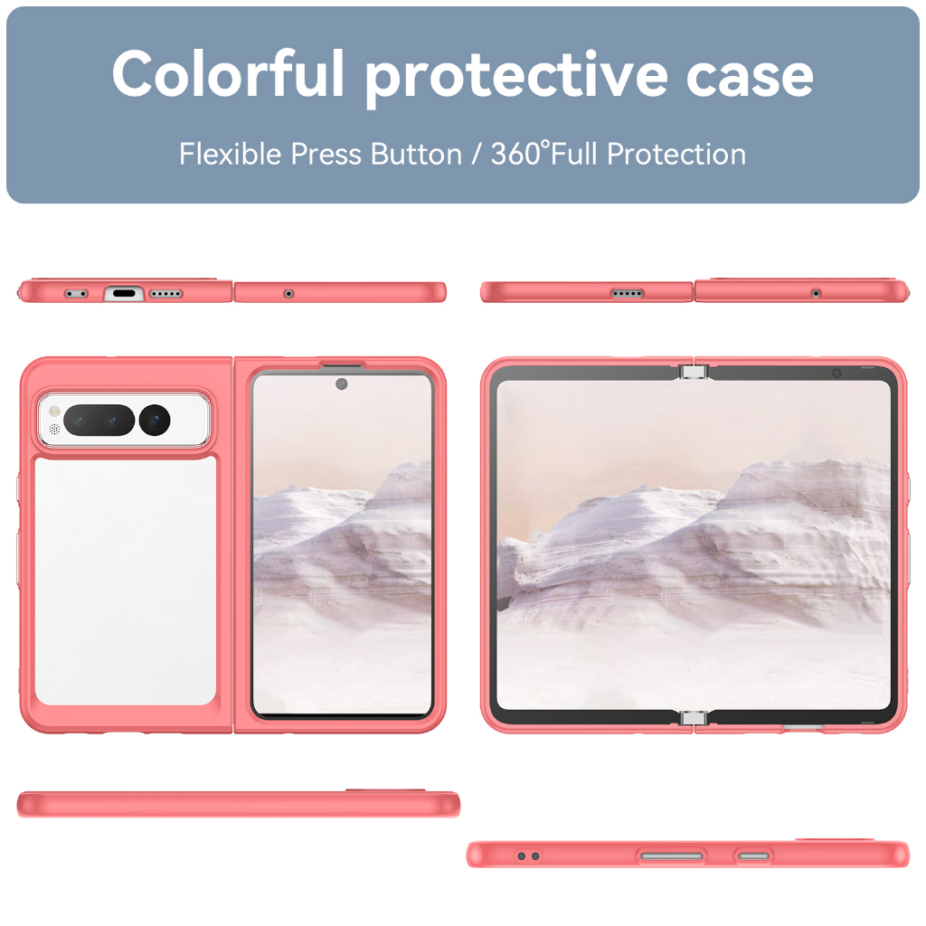 Ốp điện thoại cho google pixel fold phone case trong suốt anti-drop hard back cover