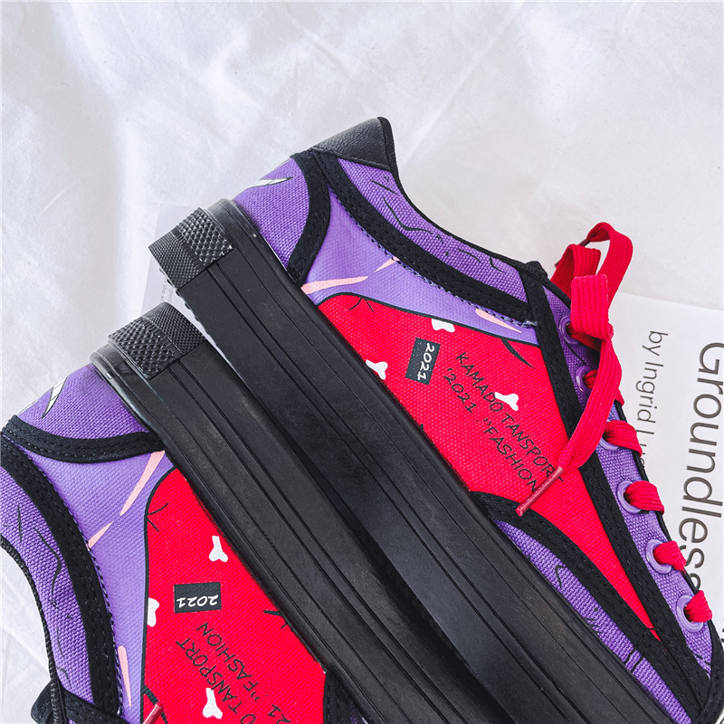 Phim hoạt hình anime thời trang giày nam sinh viên nhẹ tròn ngón chân thường giày bệt cặp đôi giày thường