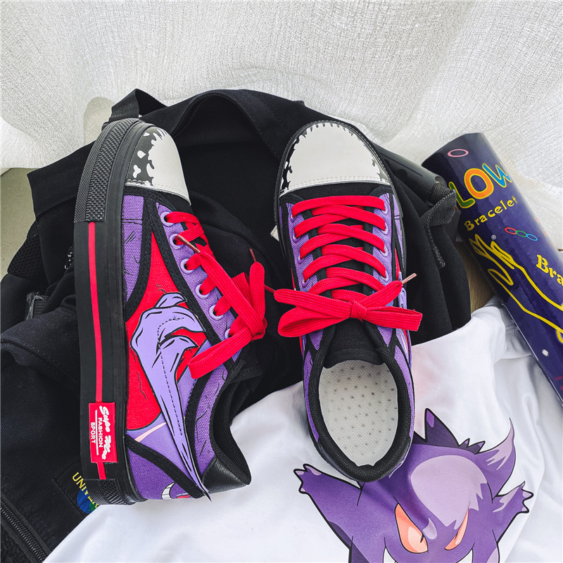 Phim hoạt hình anime thời trang giày nam sinh viên nhẹ tròn ngón chân thường giày bệt cặp đôi giày thường