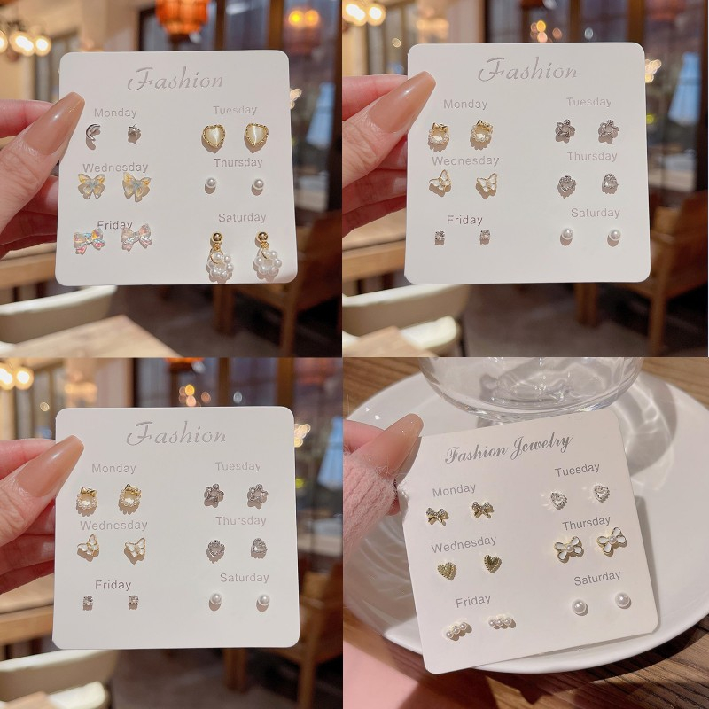 Bộ kim bạc s925 bông tai cho nữ thời trang bông tai nhỏ kim cương tinh tế