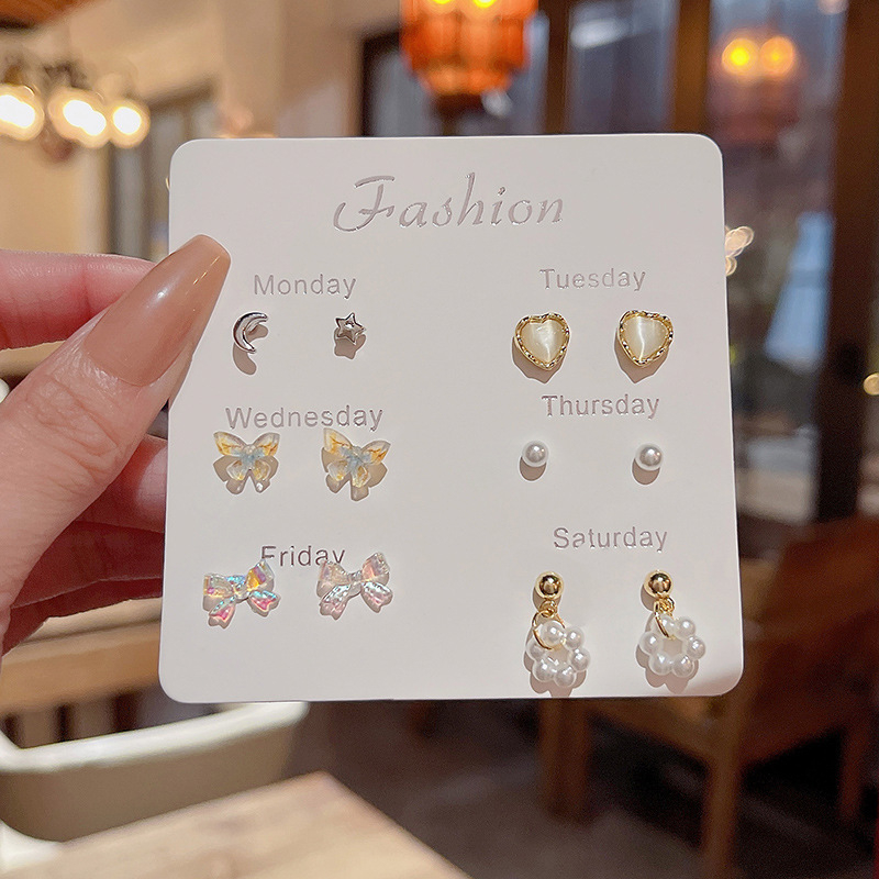 Bộ kim bạc s925 bông tai cho nữ thời trang bông tai nhỏ kim cương tinh tế