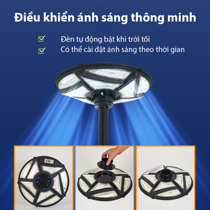 DL  Đèn Năng Lượng Mặt Trời UFO Chống nước IP67 Remote Thông Minh Góc Đèn 360 Độ 4000W/3000W/2000W/1000W
