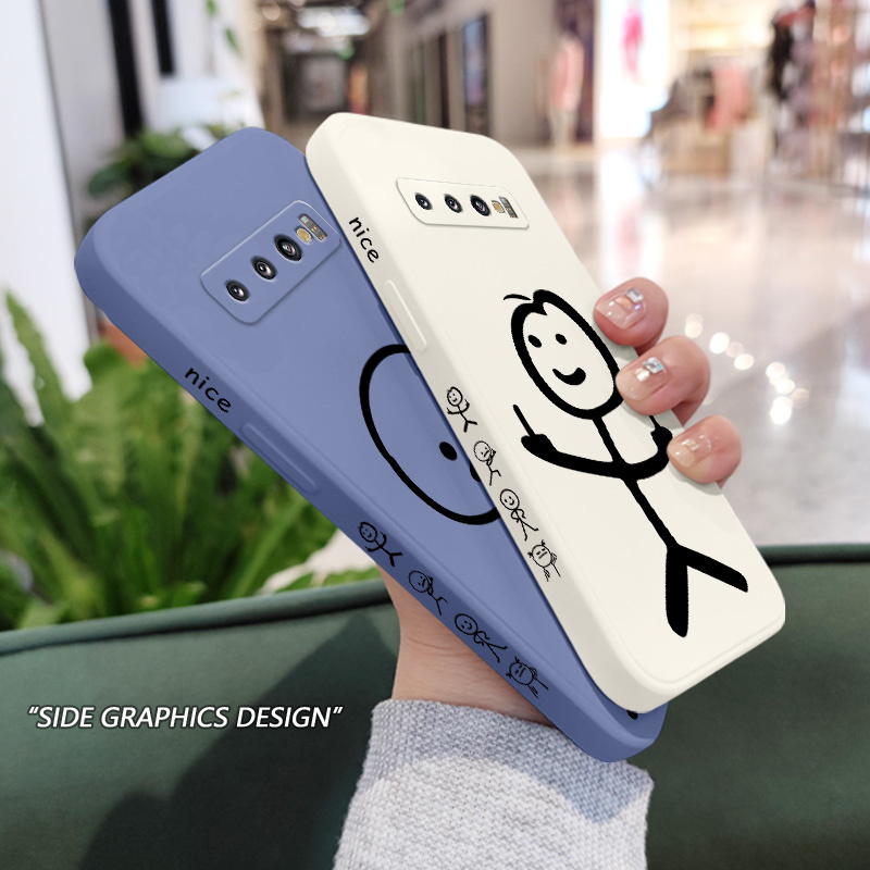 Creative line man phone case cho samsung galaxy s10 s10e plus soft cover s9 plus cảm giác thoải mái
