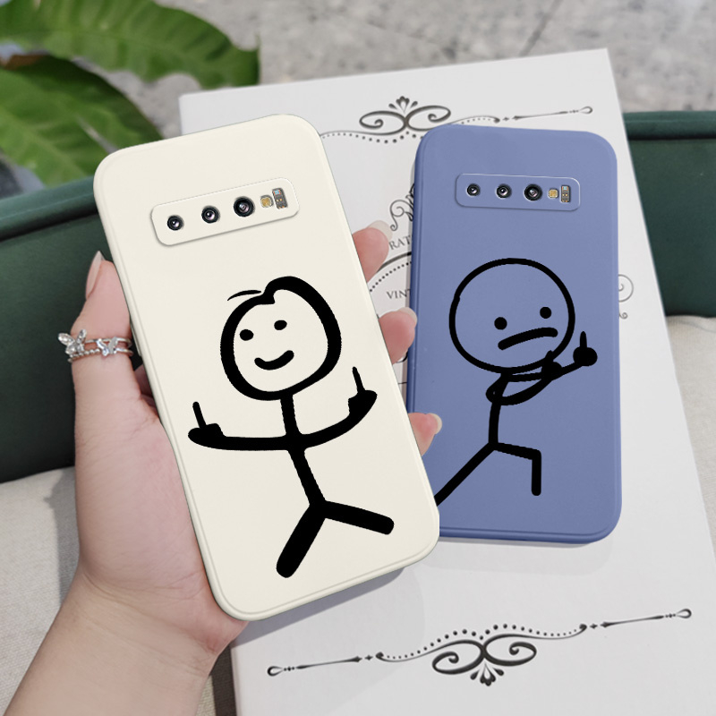 Creative line man phone case cho samsung galaxy s10 s10e plus soft cover s9 plus cảm giác thoải mái