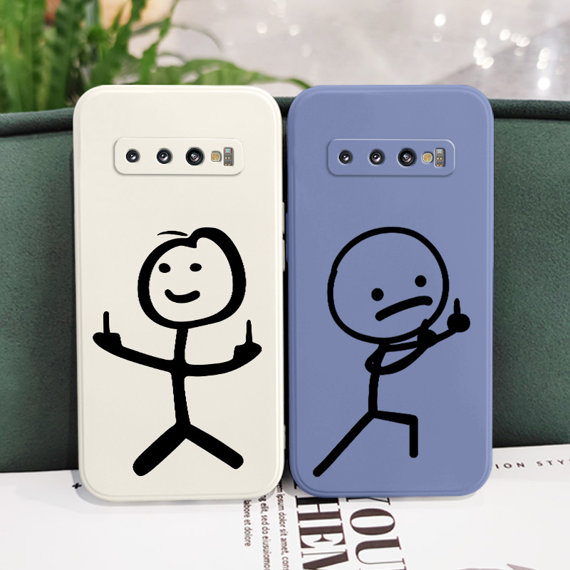 Creative line man phone case cho samsung galaxy s10 s10e plus soft cover s9 plus cảm giác thoải mái
