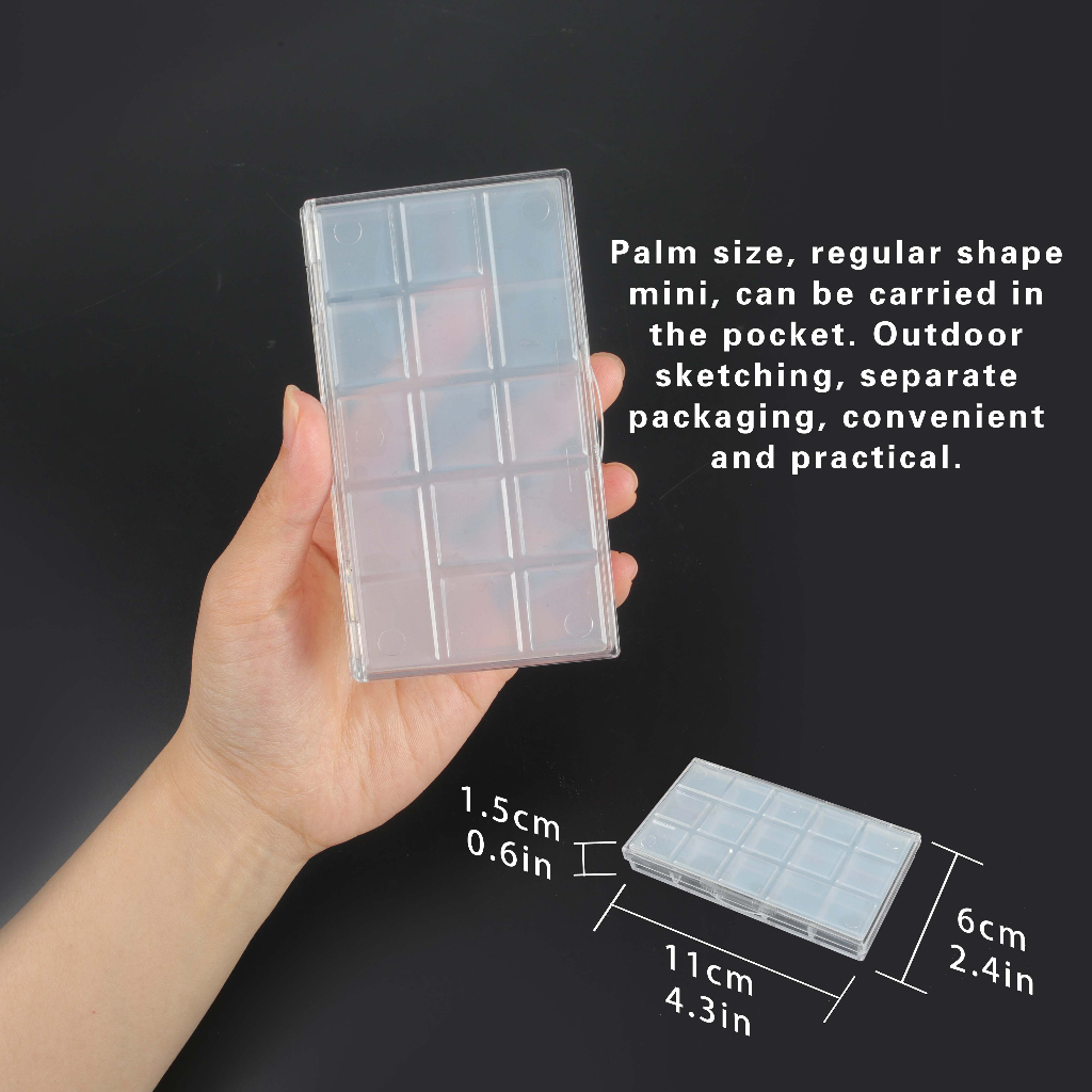 Seamiart 15 grids hộp tranh nhựa di động kín ẩm với nửa chảo cho màu nước dầu acrylic gouache paint subpackage