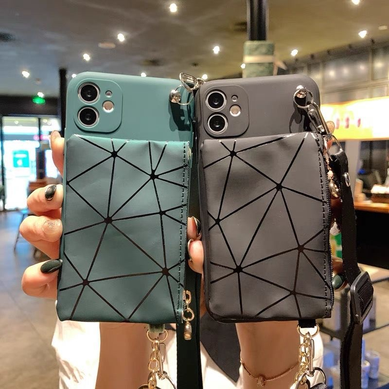 Ví kiểm tra kim cương gió thơm nhỏ có dây tương thích cho iphone 14 pro max 12 pro max 13proamx 11promax 7 / 8plus ốp lưng iphone mềm