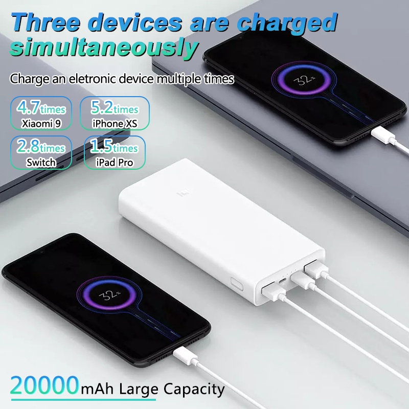 Sạc dự phòng không dây JAERSENT Xiaomi Red Mi 20000mAh 18W 20000 mAh PB200LZM thế hệ 3 bản sạc nhanh