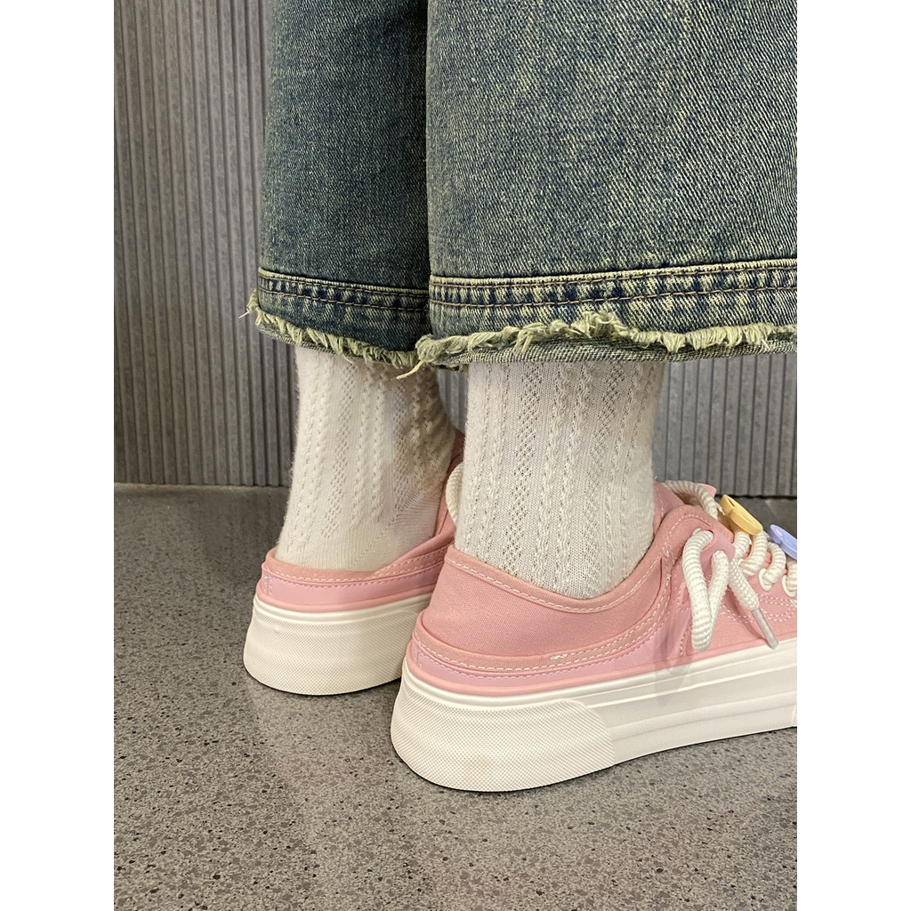 Giày thể thao vải, giày nữ thường, hai cách mang họa tiết xoài thoáng khí, giày nữ nhật bản dễ thương