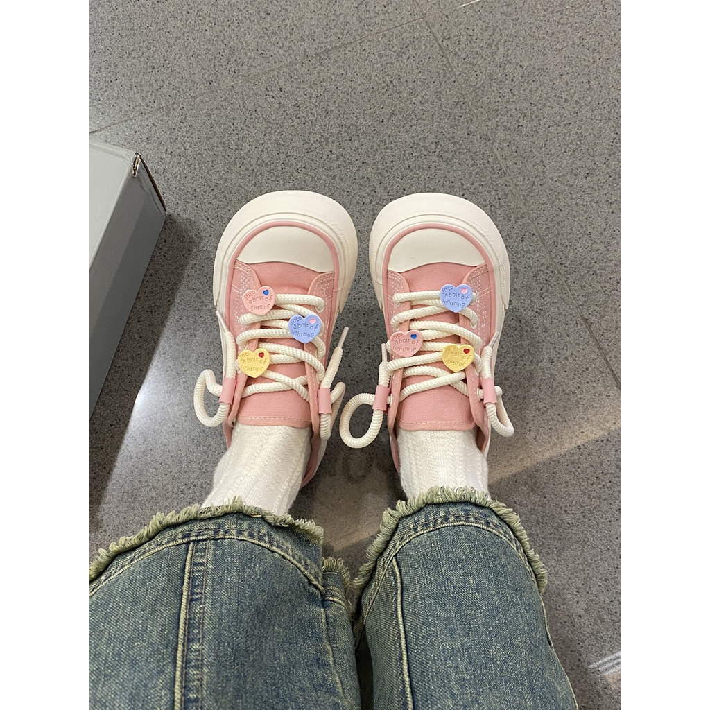 Giày thể thao vải, giày nữ thường, hai cách mang họa tiết xoài thoáng khí, giày nữ nhật bản dễ thương