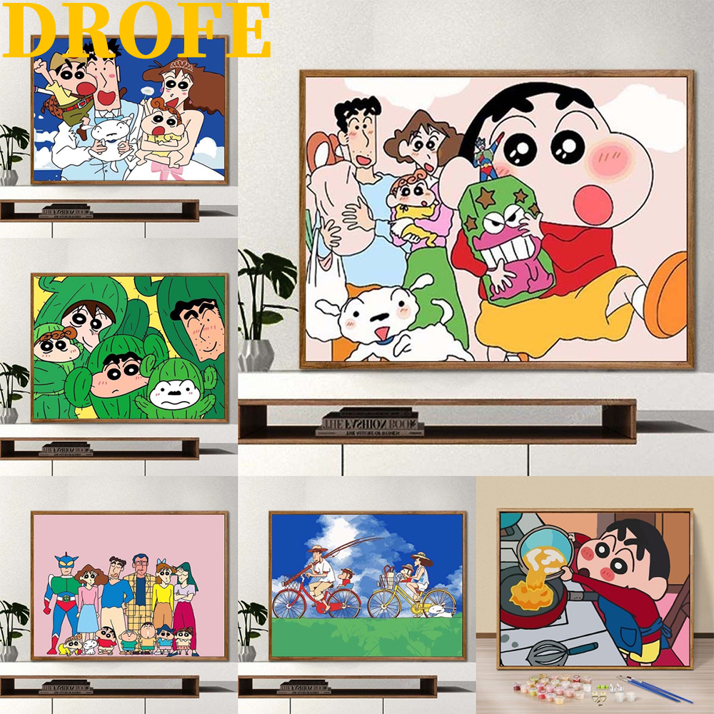 DROFE-20*30cm có khung-Tranh tô màu theo số/Crayon Shin Chan/tranh trang trí acrylic/quà tặng trẻ em/tranh số hoá/tranh số hóa