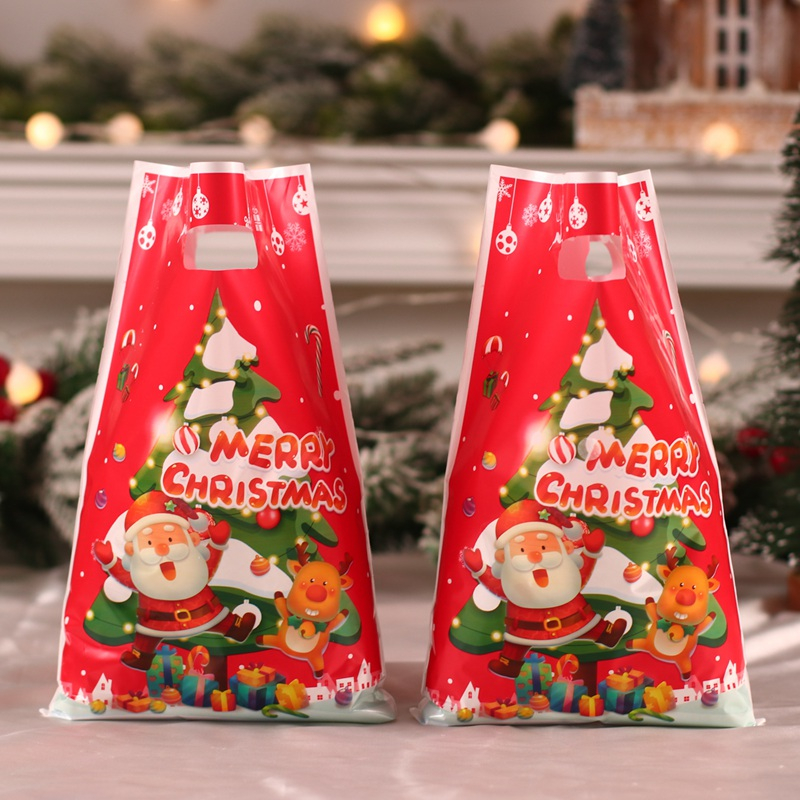 10 cái túi quà giáng sinh túi tote nhựa 5 kiểu santa claus goodies túi cho trẻ em gia đình khách trang trí giáng sinh cho túi bao bì nhà