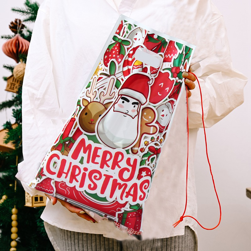 10 cái túi quà giáng sinh túi tote nhựa 5 kiểu santa claus goodies túi cho trẻ em gia đình khách trang trí giáng sinh cho túi bao bì nhà