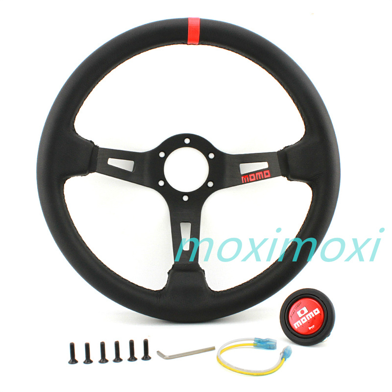 3 màu momo 13 inch deep dish da thật drift racing vô lăng