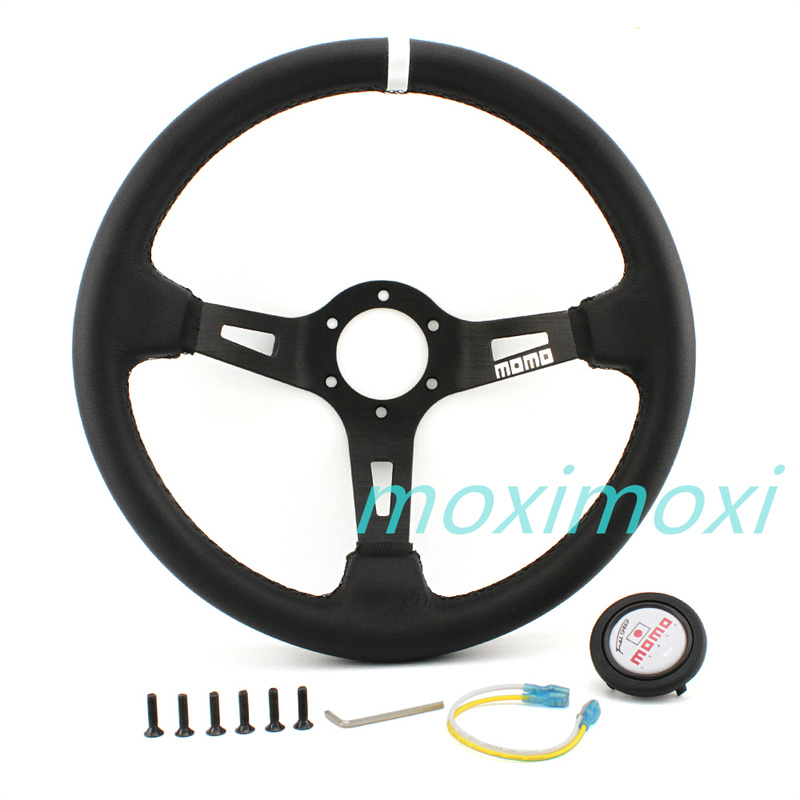 3 màu momo 13 inch deep dish da thật drift racing vô lăng
