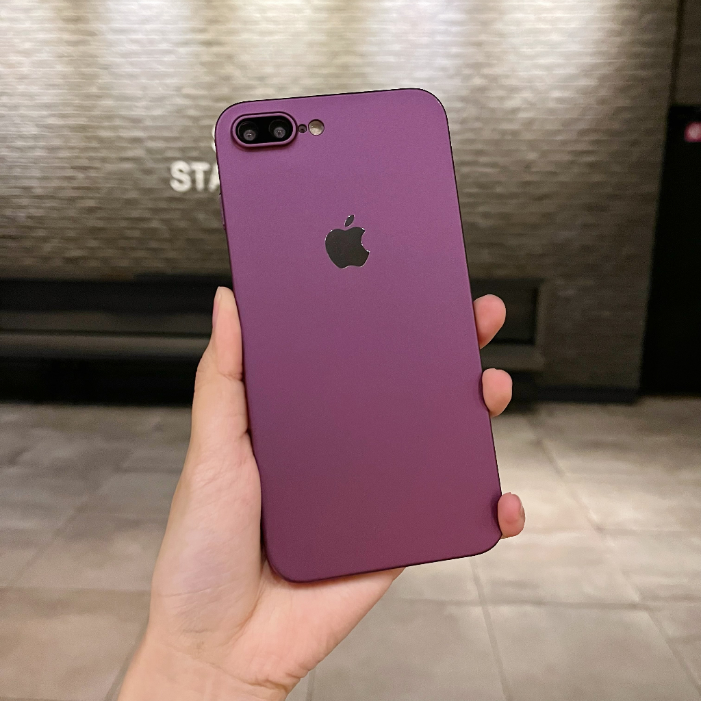 Ốp lưng điện thoại mờ viền siêu mỏng sang trọng cho iPhone 7Plus 8Plus X XS MAX XR 11 Ốp lưng mạ logo bạc chống sốc