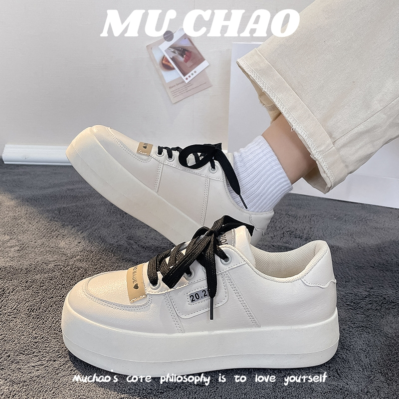 MUCHAO Giày Thể Thao Đế Dày Màu Trắng Thời Trang Cho Nữ