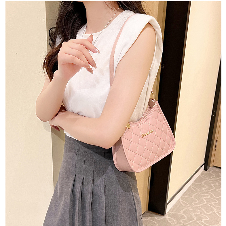 Túi xách đeo vai HTXIANSHENG bằng da PU thêu hoa văn có dây kéo màu trơn cho nữ