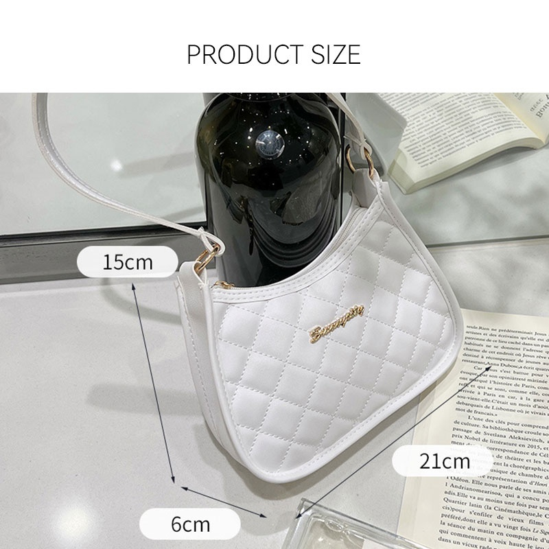 Túi xách đeo vai HTXIANSHENG bằng da PU thêu hoa văn có dây kéo màu trơn cho nữ