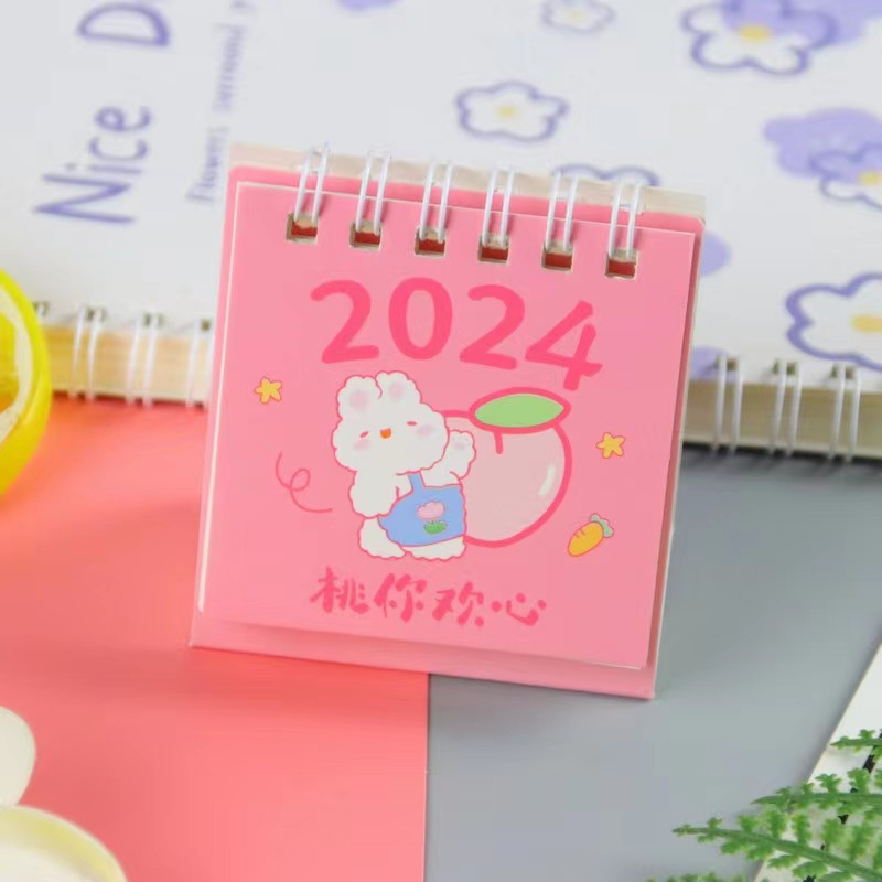 1pc Lịch Năm 2024 Mini Để Bàn Hình Thỏ Dễ Thương