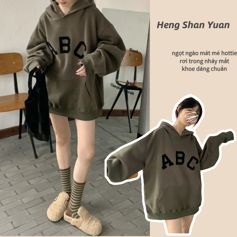 Áo Khoác sweater Có Mũ Trùm Dáng Rộng Cỡ Lớn Thời Trang Thu Đông 2023 Cho Nữ