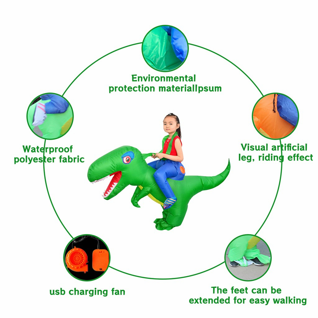 Bộ Đồ Bơm Hơi Hóa Trang Khủng Long Hoạt Hình Vui Nhộn Cho Người Lớn Và Trẻ Em Dịp Halloween