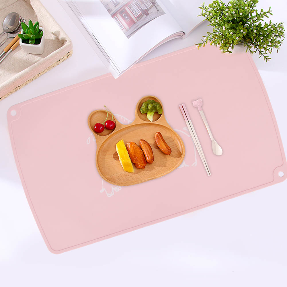 Hàng HOT TinyLand Placemat Tấm lót bàn bằng silicon cho trẻ em Cách nhiệt Cấp thực phẩm nhà bếp (Kích thước màu hồng: K.