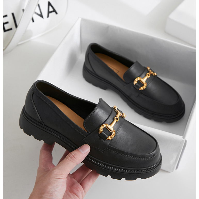 Giày Da Mềm Thoải Mái Phong Cách retro Anh Quốc Cho Nữ Giày Oxford gót dày