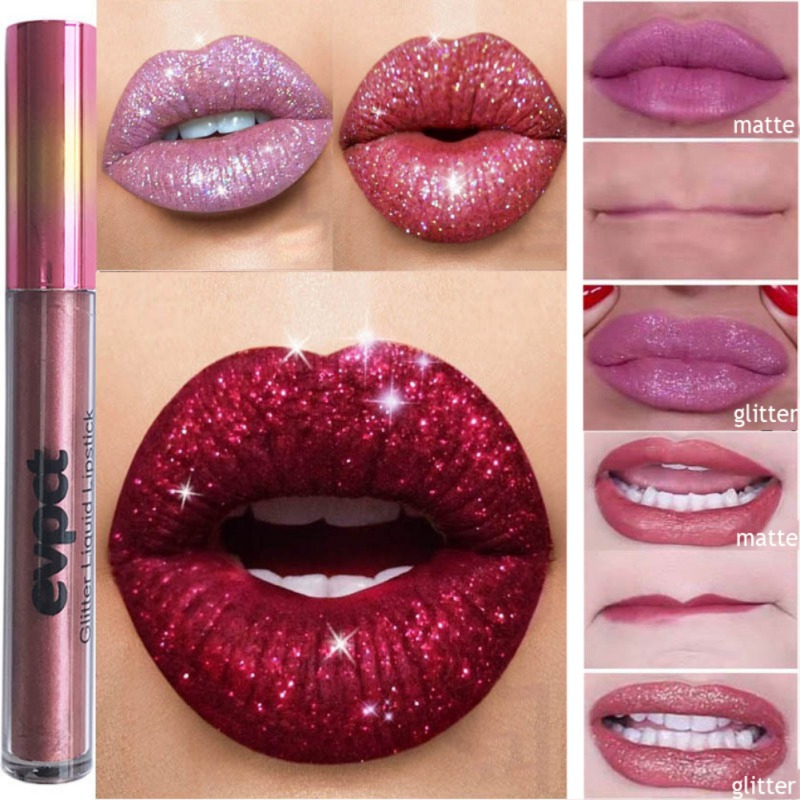 12 màu diamond lip gloss shiny luminous non-stick cup waterproof long lasting matte glitter makeup lip tint