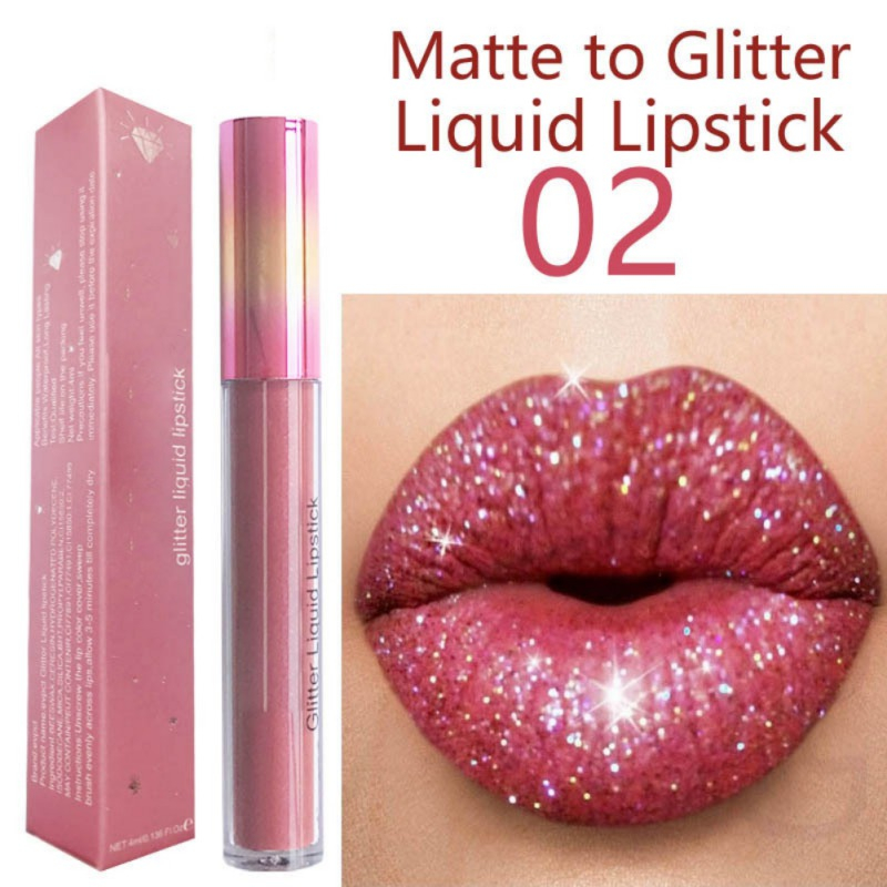12 màu diamond lip gloss shiny luminous non-stick cup waterproof long lasting matte glitter makeup lip tint