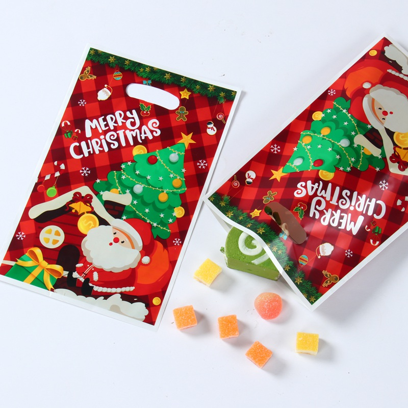 10 cái túi quà giáng sinh túi tote nhựa 5 kiểu santa claus goodies túi cho trẻ em gia đình khách trang trí giáng sinh cho túi bao bì nhà